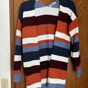 Ecowish Striped Multicolor Open Cardigan sweater size Small